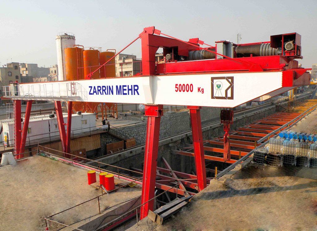 50,000 kg Double Girder Gantry Crane in operation, epitomizing ZARRIN MEHR's capability in high-capacity material handling.