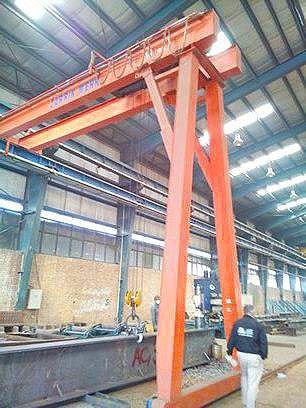 10-ton Double Girder Semi Gantry Crane by ZARRIN MEHR, engineered for heavy-duty lifting and material handling in industrial environments.
