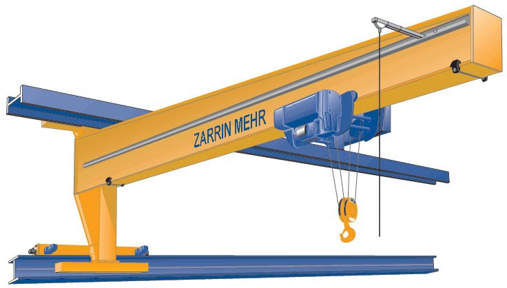 Single Girder Wall Travelling Overhead Crane operating in a warehouse